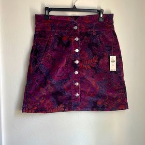 Anthropologie Pilcro corduroy print mini skirt